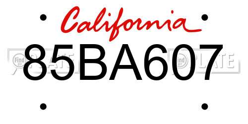 85BA607 California License Plate