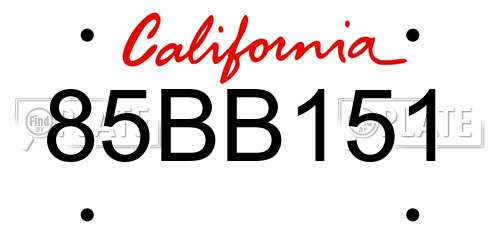 85BB151 California License Plate