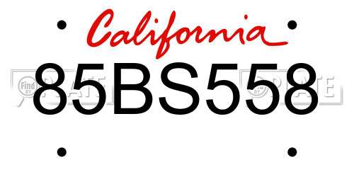 85BS558 California License Plate