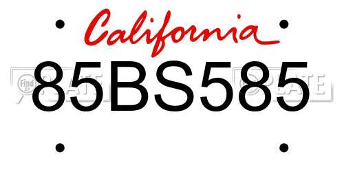 85BS585 California License Plate