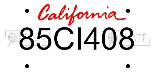 85CI408 California License Plate