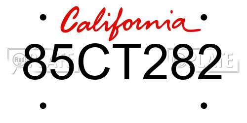85CT282 California License Plate