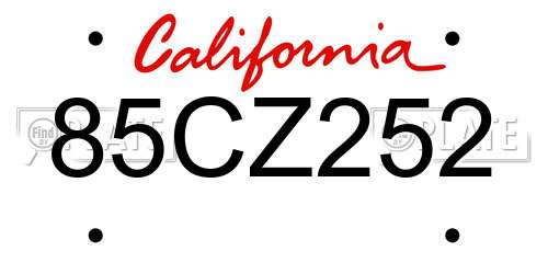 85CZ252 California License Plate