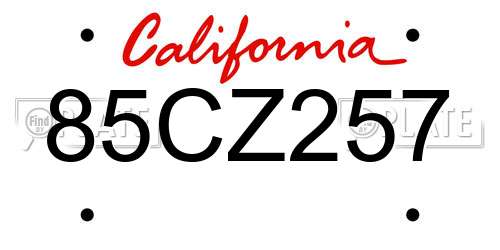 85CZ257 California License Plate