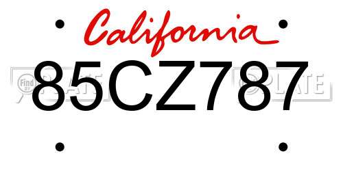 85CZ787 California License Plate