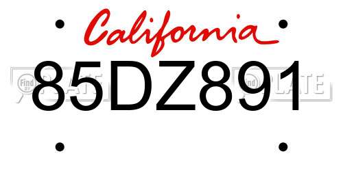 85DZ891 California License Plate