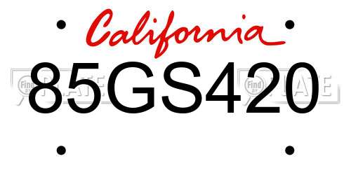 85GS420 California License Plate