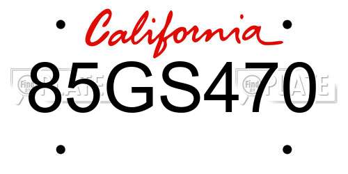 85GS470 California License Plate