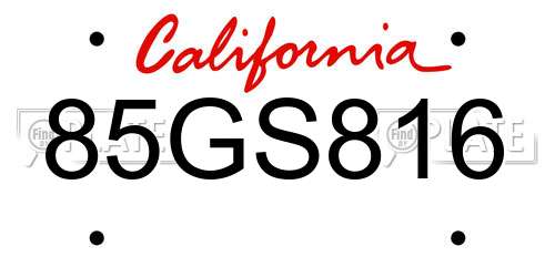 85GS816 California License Plate