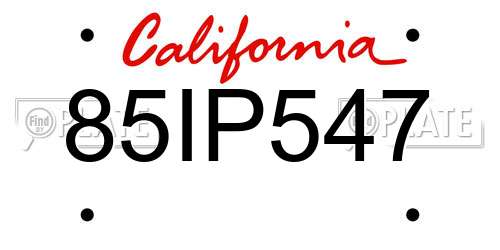 85IP547 California License Plate