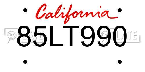 85LT990 California License Plate