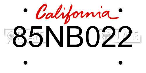 85NB022 California License Plate