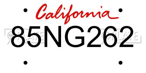 85NG262 California License Plate