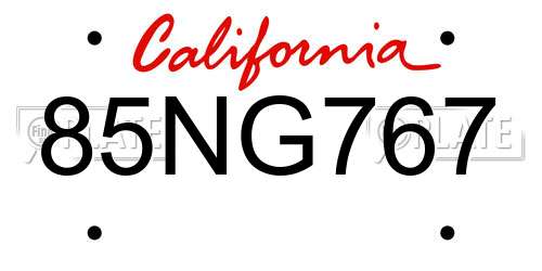 85NG767 California License Plate
