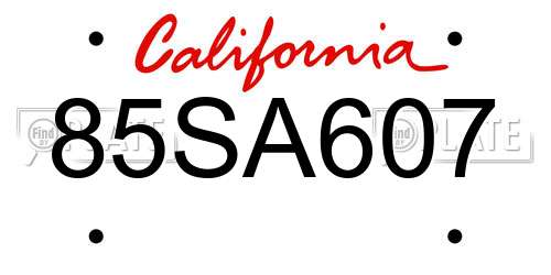 85SA607 California License Plate