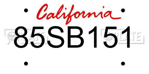85SB151 California License Plate