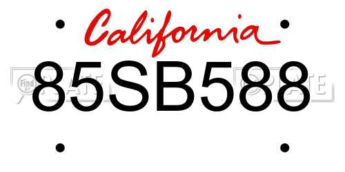 85SB588 California License Plate