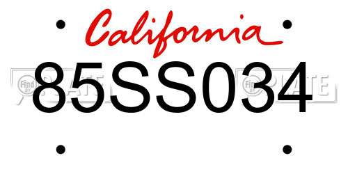 85SS034 California License Plate