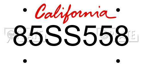 85SS558 California License Plate