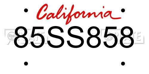 85SS858 California License Plate