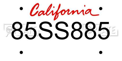 85SS885 California License Plate