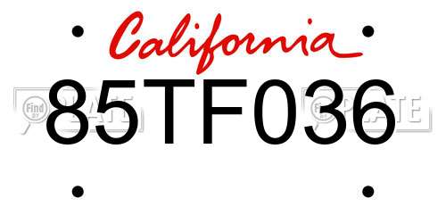 85TF036 California License Plate