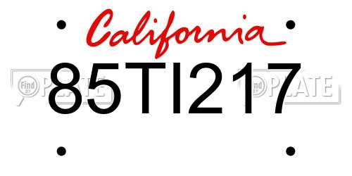 85TI217 California License Plate