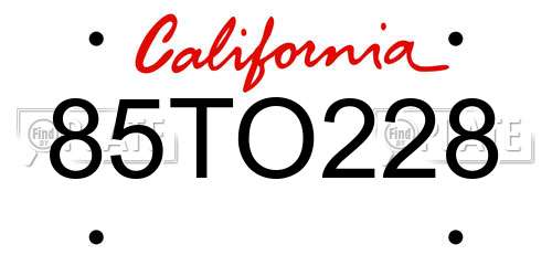 85TO228 California License Plate