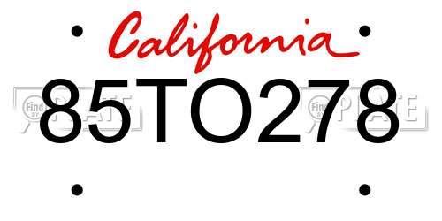 85TO278 California License Plate