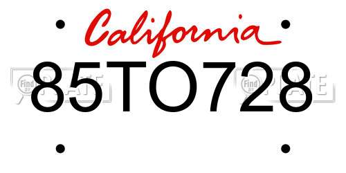 85TO728 California License Plate