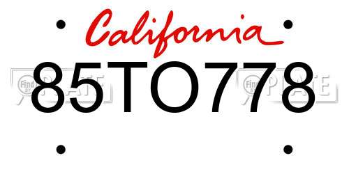 85TO778 California License Plate