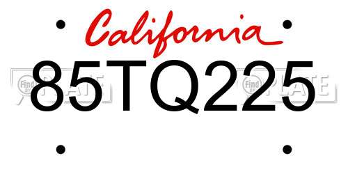 85TQ225 California License Plate