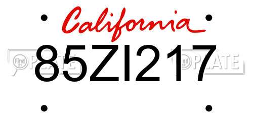 85ZI217 California License Plate