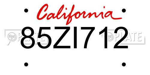 85ZI712 California License Plate