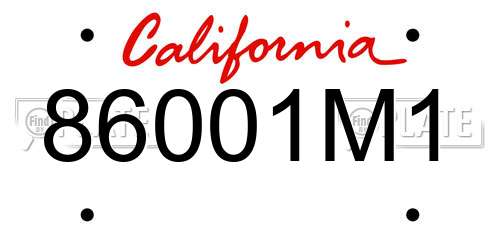 86001M1 California License Plate