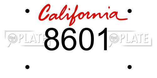 8601 California License Plate