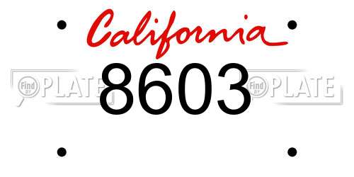 8603 California License Plate
