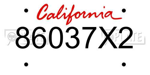 86037X2 California License Plate