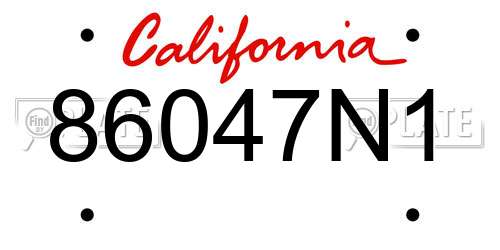 86047N1 California License Plate