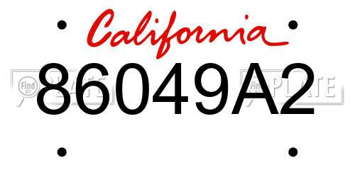 86049A2 California License Plate