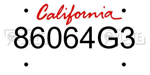 86064G3 California License Plate