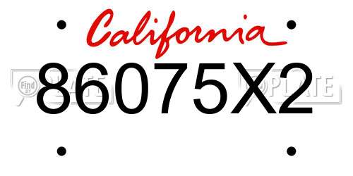 86075X2 California License Plate
