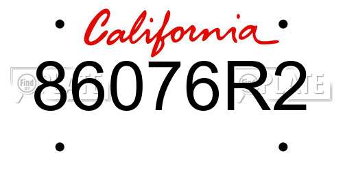 86076R2 California License Plate