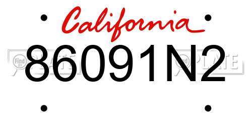 86091N2 California License Plate