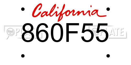 860F55 California License Plate