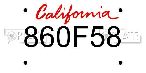 860F58 California License Plate