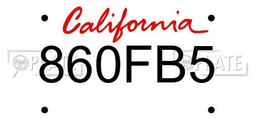860FB5 California License Plate
