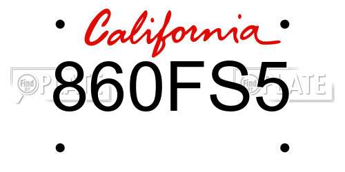 860FS5 California License Plate