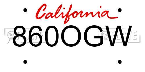 860OGW California License Plate