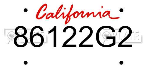 86122G2 California License Plate